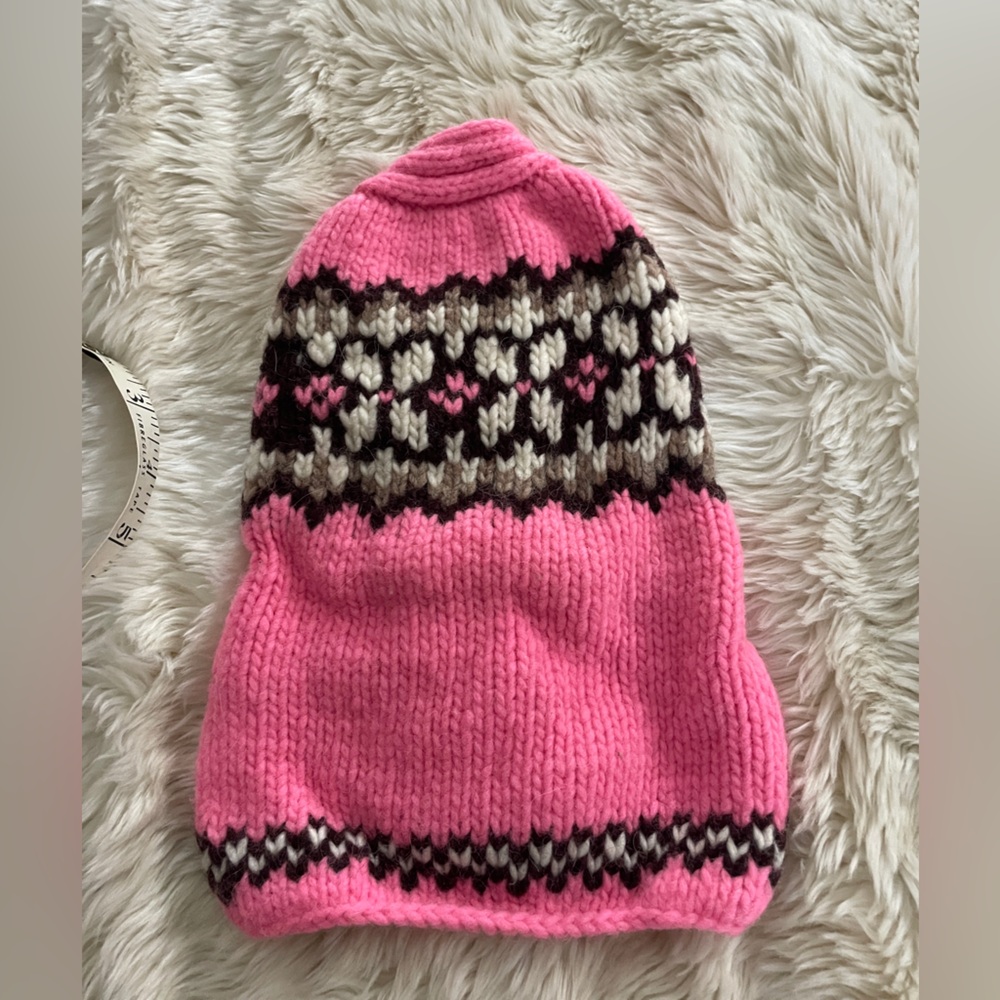 Pink hand Knit Dog sweater small chilly dog  with Pattern 4-6 lbs